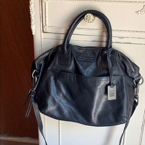 Frye black leather crossbody bag